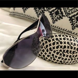 Coach Leanne Black/Chrome Sunglasses w/ Case